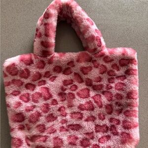 Pink Leopard Print Faux Fur Tote Bag